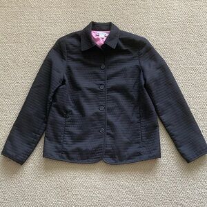 Vintage Rafael 1990s Black Waffle Textured Blazer Shoulder Pads Like New Size 8